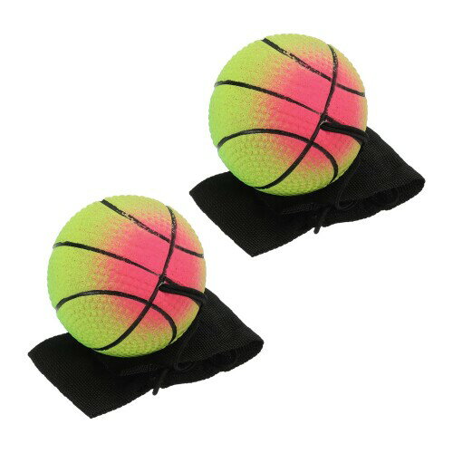 PATIKIL 2.5"スポーツリストボール 2個セット バスケットボールラバーリバウンドリストバンド ストリング付きスポーツ用ボール ミックスカラー