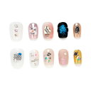 Kokowomite Nails 手作りネイルチップ ショート スクオーバル 金色 白 ピンク 黒 スターズおしゃれ韓国 ins 短め付け爪 人気3Dデザイン 収納ボックス付き 10枚入