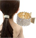 (Herbeluemily) ヘアクロー クリップ ラインストーン ビジュー ポニーホルダー 髪留め 髪飾り フォーマル ゴールド A HM-0157-R03-GD-A