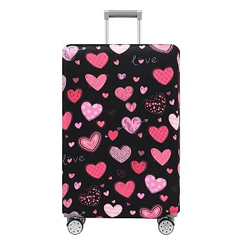 TRAVEL KIN וJo[ \ X[cP[XveN^[ h~ X[cP[XJo[ 18~32C`̉וɃtBbg, Loving Hearts-ubN, S(18-21inch suitcase)