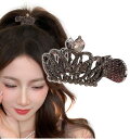 (Herbeluemily) ヘアクロー クリップ ラインストーン ビジュー ポニーテールクリップ ポニーテールホルダー ティアラ ブラック HM-0156-R03-BK-C-TL