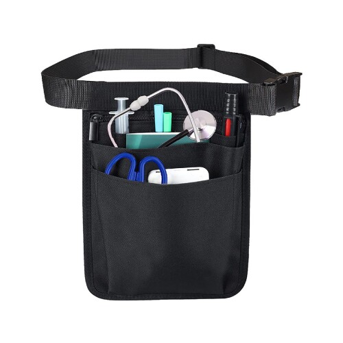 TRkin メディカルナースウエストポーチワンショルダーウエストポーチ仕事用ナースバッグ介護看護師2 WAY仕様軽量男女兼用（ブラック）
