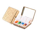 携帯用金属製トラベルメディスンボックス/3-8コンパートメント (Gold)