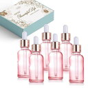 スポイトボトル 30ml 6個 遮光瓶 ガラス スポイト瓶 アロマ保存容器 詰め替え ボトル 小瓶 為に エッセンシャルオイル、香水 (ピンク)