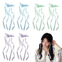 PAVIKE ヘアピン可愛い リボン 髪飾り(3色 6個セット) リボン ヘアクリップ 髪飾り リボン 可愛い 青 緑 紫 子供 レディース 成人式 ヘッドドレス 入学式 卒業式 誕生日 結婚式 おしゃれなヘ