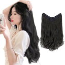 AISI HAIR ウィッグ エクステンション 襟足ウィッグ カール 黒 U型 ハーフウィッグ ワンタッチ ロング 巻き髪 クリップ 女性 ゆるふわ 自然 ブラック