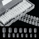 Annhua ネイルチップ クリア スクエア ラウンド 270枚 15サイズ ミディアム 付け爪 スクエアオフ 長さだしチップ 薄型 サンディング不要 練習用 ...