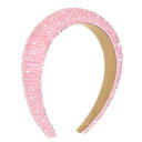 VOCOSTE ラインストーンカチューシャ キラ キラ パッド付きのヘアバンド 輝く フェイククリスタルヘッドバンド ヘアアクセサリー 女性用 3cm幅 ピンク