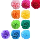 ペーパーフラワー・ペーパーポンポン カラフル 虹色 10色 (35cm or 25cm or 15cm) (10個セット or 20個セット) / (15cm 10個セット) …(3)