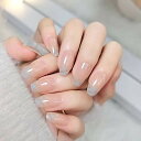 24PCS insスタイルのネイルチップ スイートガールズ ブルーグ ストライプ 写真を撮る、結婚式、成人式、パーティー、二次会など つけ爪 偽の爪