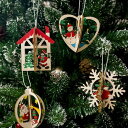クリスマス ツリー 飾り サンタ クリスマスツリー 飾り付け オーナメント 4件セット 木製 リース 飾りつけ christmas ornaments サンタク...