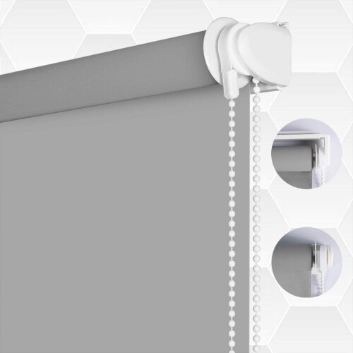 SMONTER ロールスクリーン ロールカーテン 遮光1級 断熱 UVカット 防音 プライバシー保護 簡単取付け （66cm×200cm-グレー）