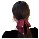 FASELE ヘアクリップ バレッタ ヘアリボン 蝶結び パール付き ふんわり 大き目蝶 上品 優しい エレガント クリップ 髪飾り 髪留め 上品 クリスタル ヘアアクセサリー おしゃれ 結婚式 通勤