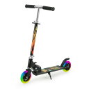 (ファイヤー柄) キックボード キッズスクーター 光るLEDタイヤ 子供 キッズ 3〜12歳子供用 2輪 幼児車 耐荷重50kg おもちゃ 折り畳み式 持ち運び...