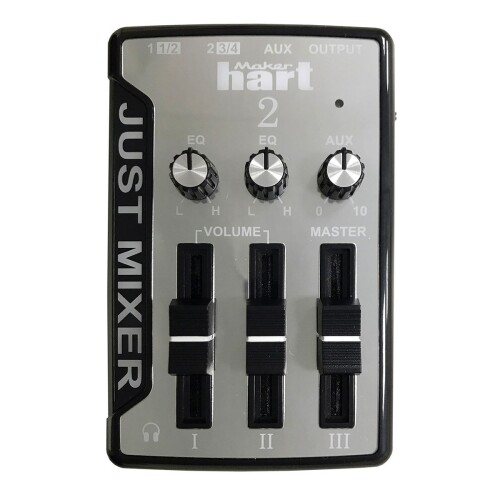 Maker hart Just Mixer 2 ステレオ3入力音声ミキサー/USB電源/USBオーディオ/コンピューターと繋ぐ可能 (銀) ステレオ3 イン/ 2 アウト 構成 - 最大3つのステレオ入力、または最大5つのモノデバイスの接続 が可能です。 過負荷インジケーター - 過負荷をお知らせするLED機能により、最適な信号レベルが設 定され、最高のオーディオパフォ—マンスを実現させます。 ヘッドフォン端子 - ステレオヘッドホンを、この端子に接続すると、便利なミックス モニタリングを行うことが出来ます。 USB オーディオ - 付属のUSBケーブルを使用し、JUST MIXER 2をコンピューター に接続することが出来ます。 ミキサーに電源を供給することが 出来るだけでなく、また同時に、接続されたデバイスにオーディ オを出力し、ストリームすることが出来ます。 USB オーディオ出力 - Windows 7/8/10とMac OSを含め、USBポートで複数 のOSと互換性があります。 ■特徴 ■ステレオ3イン/2アウト構成 最大3つのステレオ入力、または最大5つのモノデバイスの接続が可能です。 ■過負荷インジケーター 過負荷をお知らせするLED機能により、最適な信号レベルが設定され、最高のオーディオパフォ—マンスを実現させます。 ■ヘッドフォン端子 ステレオヘッドホンを、この端子に接続すると、便利なミックス ■モニタリングを行うことが出来ます。 ■USB　オーディオ USBケーブル(別売)を使用し、JUST　MIXER　2をコンピューターに接続することが出来ます。ミキサーに電源を供給することが出来るだけでなく、また同時に接続されたデバイスにオーディオを出力し、ストリームすることが出来ます。 ■主な仕様 ◇入力 ■ステレオ:2ch(3.5mmミニジャック) ■ステレオAUX:1ch(3.5mmミニジャック) ◇出力 ■ステレオ出力:1ch(3.5mmミニジャック) ■USBオーディオ出力(PCにUSBケーブルを使用して出力します) ■ヘッドホン(モニター)出力(3.5mmミニジャック) ◇コントロール ■ステレオ入力:イコライザ(センタークリック付き)、フェーダー(センタークリック付き) ■AUX入力:ボリューム ■ステレオ出力:フェーダー ■ヘッドホン出力:ダイヤルボリューム(本体左側面) ◇その他機能 ■電源スイッチ(ON-OFF) ■電源ランプ(青色LED) ■ピークインジケーター(赤色LED) (上記LEDは2色LEDです) ◇その他 ■電源:USB電源入力(microB、USBオーディオ出力と共通) ■サイズ:68×105×24mm ■重量:95g ■付属品:説明書、収納袋、Adapter 注意 独立した電源のご使用をお勧めします。他の機器と共通の電源を使用するとノイズがのる可能性があります。 商品コード58064515894商品名Maker hart Just Mixer 2 ステレオ3入力音声ミキサー/USB電源/USBオーディオ/コンピューターと繋ぐ可能 (銀)カラー銀※他モールでも併売しているため、タイミングによって在庫切れの可能性がございます。その際は、別途ご連絡させていただきます。※他モールでも併売しているため、タイミングによって在庫切れの可能性がございます。その際は、別途ご連絡させていただきます。