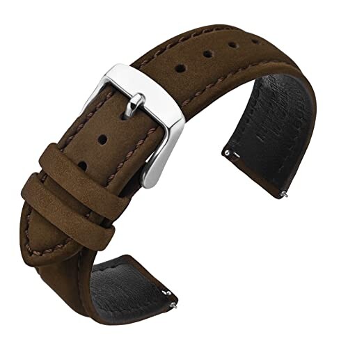 (ANNEFIT) 本革時計バンド 22mm Quick Release ヌバックレザー腕時計ベルト ダークブラウン/シルバーバックル (ANNEFIT) 本革時計バンド 22mm Quick Release ヌバックレザー腕時計ベルト ダークブラウン/シルバーバックル