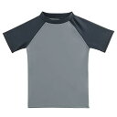 (ESTAMICO) キッズ 半袖 Tシャツ ラッシュガード UVカットUPF+50 男の子 水着(NEWブラック+グレー・140cm/8T)