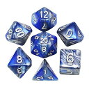 LIANHATA 多面体 ダイス サイコロ セット アクリル 7個入り D20 D12 D10 D8 D6 D4 神話TRPG MTG カードゲーム テーブルゲーム用 4面 6面 8面 10面 12面 20面 (青×銀)