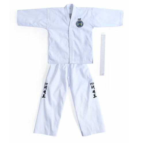 LanBuff テコンドー服 空手着 綿100％ 3点セット（上下＋帯）セット 男女兼用 サイズ(90-190cm)