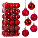 Taeku クリスマス オーナメント, 36個入り ボールクリスマス ツリー 飾りフック付き DIY クリスマスツリー 雰囲気が 装飾 部屋 喫茶店 店舗デコレーション 新年 家庭用 直径4cm (レッド)