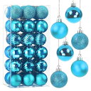 Taeku クリスマス オーナメント, 36個入り ボールクリスマス ツリー 飾りフック付き DIY クリスマスツリー 雰囲気が 装飾 部屋 喫茶店 店舗デコレーション 新年 家庭用 直径4cm (ライトブル