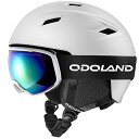 Odoland スキーヘルメットセット ゴーグル付き スノーボードヘルメット ダイヤル式サイズ調整 メガネ対応 ダブル球面レンズ 防風 曇り止め 耐衝撃 UVカ...
