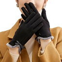 (Yosang) レディース 手袋 防寒手袋 秋冬 暖かいグローブ スマホ対応 裏起毛 女性用 防風 タッチパネル対応 柔らかい 通勤 自転車 アウトドア 旅行(ブラック)