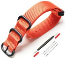 (XYTYJQ) for 時計バンド NATO 用タイプ 時計ベルト 時計バンド ナイロン 替えベルト 18mm 20mm 22mm 24mm 腕時計 バンド プレミアム ナイロン 替えベルト (交換工具 バネ棒付 (24mm, オレンジ ブラ