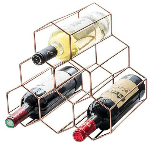 Anberotta ワインラック ホルダー 6本収納 ワイン シャンパン ボトル 収納 ケース スタンド インテリア W54 (ブロンズ) ワインを効率よく、お洒落に整理できるワインラックです! 最大5本収納可能!　インテリアに最適! お洒...