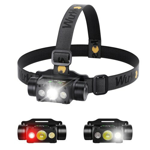 Wurkkos HD50 Led ヘッドライト 充電式 高輝度4000ルーメン 293メートル 白＆赤 フラッド&スポットライト,角度調整可能,IP67防水 磁性テールカバー 小型 超軽量 登山 キャンプ 散歩 アウトドア
