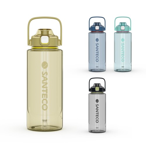 SANTECO 水筒 1500ML ボトル 1.5リットル BPAフリー ストロー付き 直飲 超軽量 携帯便利 おしゃれ 洗いやすい キャリーハンドル付き おしゃれ スポーツ ERIE プラカップシリーズ