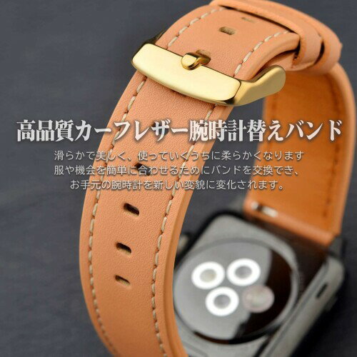 (ANNEFIT) 時計バンド 21mm カーフレザー Quick Release 滑らかなタイプ 本革替え時計ベルト ステッチ アプリコット