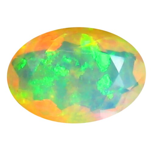 レインボーオパール ルースストーン 1.40 ct AAA+ Grade Faceted Oval Cut (10 x 7 mm) Un-Heated Ethiopian Rainbow Opal Genuine Loose Gemstone