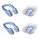 2つの鼻づまり水泳用品、防水水泳用鼻はさみ、水泳初心者用鼻づまり、シリカゲル製、繰り返し使用可能、男女兼用、箱(青)を含む