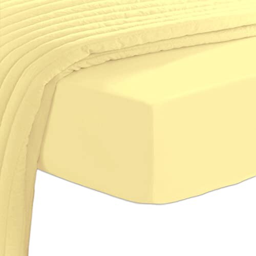 Pizuna ボックスシーツ キングサイズ400スレッドカウント 梳毛ロングステープル綿100％サテン織り洗濯機で洗えるボックスシーツ 1枚 180x200cm (まろやかな黄色)