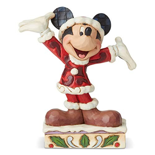 Enesco Disney Traditions by Jim Shore Mickey Mouse Christmas Personality Pose Figurine, 4.625 Inch, Multicolor