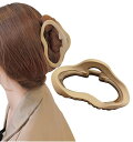 (Herbeluemily) ヘアクロー ヘアクリップ ヘアピン 髪留め シンプル 韓国 バンスクリップ マット 大きめ ベージュ HM-0097-R02-BE