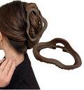 (Herbeluemily) ヘアクロー ヘアクリップ ヘアピン 髪留め シンプル 韓国 バンスクリップ マット 大きめ ブラウン HM-0097-R02-BN