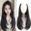 MASAHA エクステ ワンタッチ 襟足ウィッグ ボリュームアップ つけ毛 ロング レイヤー ストレート ヘア 部分ウィッグ ヘアピース (ブラックブラウン)