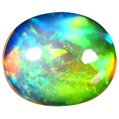 レインボーオパール ルースストーン 2.49 ct OVAL CABOCHON (11 x 9 mm) ETHIOPIAN 360 DEGREE FLASHIN..