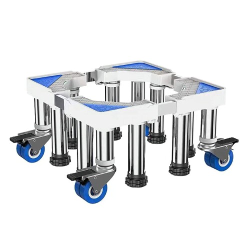 Sythdio Myth 洗濯機 かさ上げ台 4輪8脚 洗濯機置き台 キャスター付き 冷蔵庫置き台 洗濯パン 防水パン 防振パッド付き 360度回転 高さを調節可能 ステンレス製 昇降可能 騒音対策 減音効果