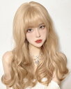 RyuuCos 女性用 かつら ロングヘア カール ぱっつん前髪 ゴールド ウィッグ 巻き髪 砂金 コスプレ 耐熱性 変装 仮装 プレゼント イベント ハロウイン クリスマス 学園祭 文化祭 お祭り
