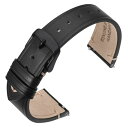 (ANNEFIT) オイルレザー時計ベルト 22mm 時計バンド 本革 ミリタリー腕時計替えバンド Quick Release ブラック/ブラックバックル