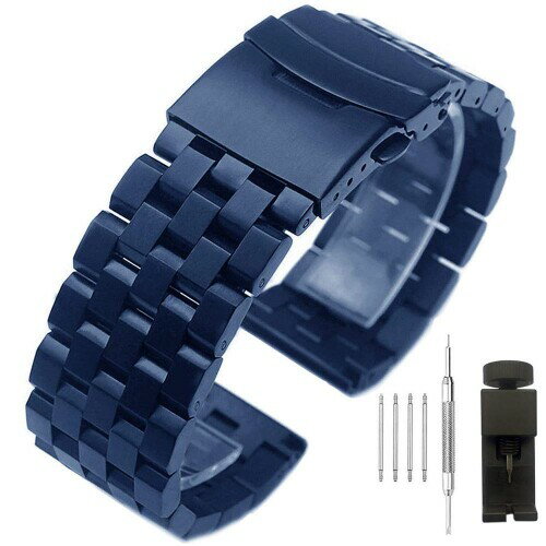 (Kai Tian) 24mm 時計バンド おしゃれな青い腕時計 ベルトウォッチバンド ベルト交換ベルト 金属ベルト
