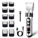 バリカン ヘアカッター LED電量ディスプレイ 電動バリカン メンズ 散髪用 強力モーター 自動研磨 10種類アタッチメント付き 5段階刈り高さ調節 USB充電...