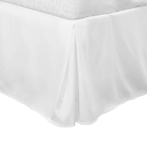 PiccoCasa ベッドスカート ポリエステル 無地 洋式 北欧 レトロ シンプル 高質感 エレガント ベッドカバー スカート丈40cm ホワイト 140*190cm