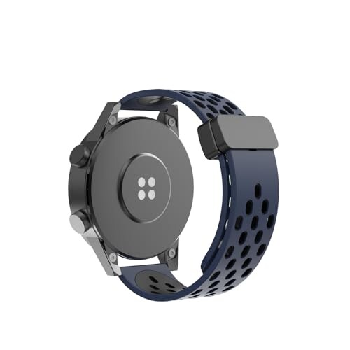 (YSuqiBB) 時計バンド20mm 22mm 多孔質通気マグネットシリコンバンド防水柔軟快適工具不要簡単交換ほとんどのスマートウォッチに適用腕時計ベルト (22mm, (2)ブルー+ブラック)