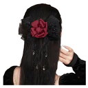 FASELE ヘアクリップ バレッタ バロック系 文芸復古 ローズ クラフトメッシュ ヘアリボン 髪飾り 髪留め 上品 クリスタル ヘアアクセサリー おしゃれ 結婚式 フォーマル 通勤 通学 パーテ