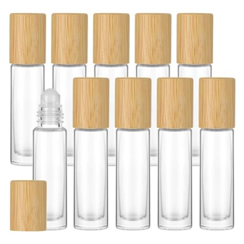 Frcolor ロールオンボトル 10ml ローラーボトル 透明 10本セット アロマボトル ガラス アロマ 瓶 精油 香水 小分けボトル 詰め替え 保存容器