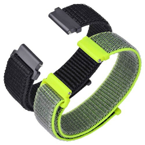 (ANNEFIT) ナイロン時計バンド 22mm Quick Release マジックテープスマートウォッチ替えベルト ブラック/ネオンイエロー2本セット